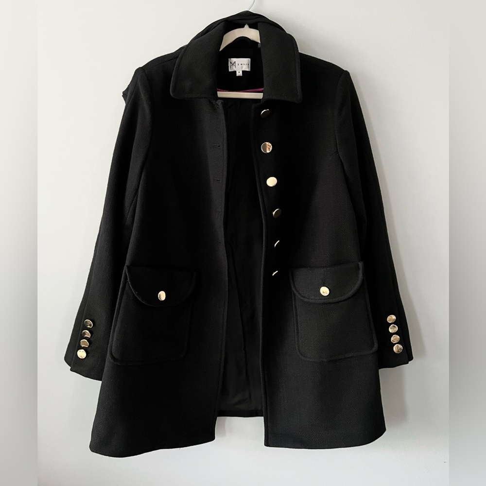 Milly X Bow Coat | Black | Size Medium - Picture 4 of 11
